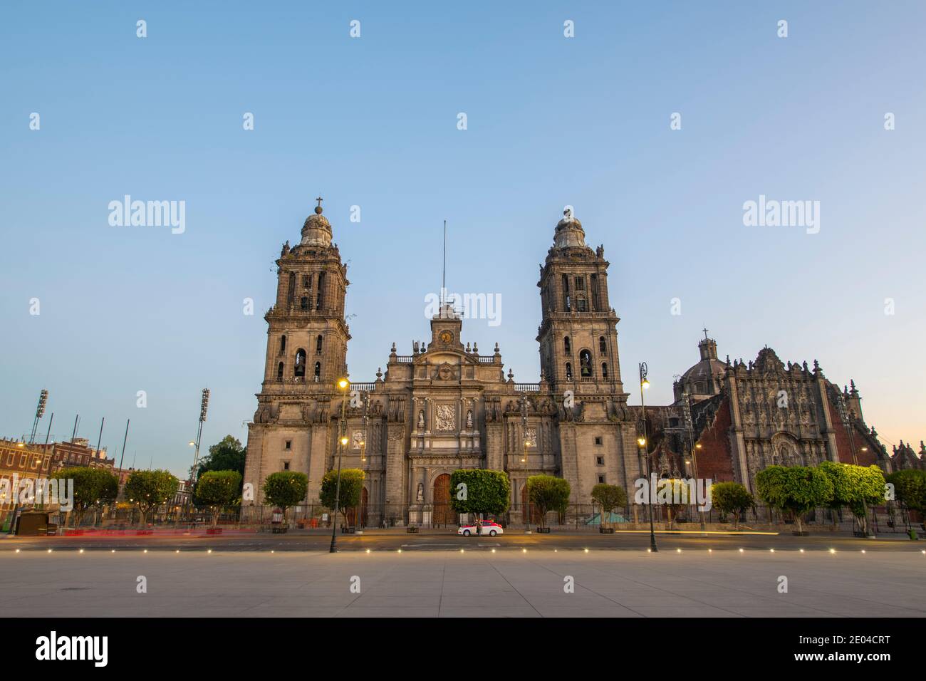 Zocalo Constitution Square and Metropolitan Cathedral at Historic center of Mexico City CDMX, Mexico. Historic center of Mexico City is a UNESCO World Stock Photo