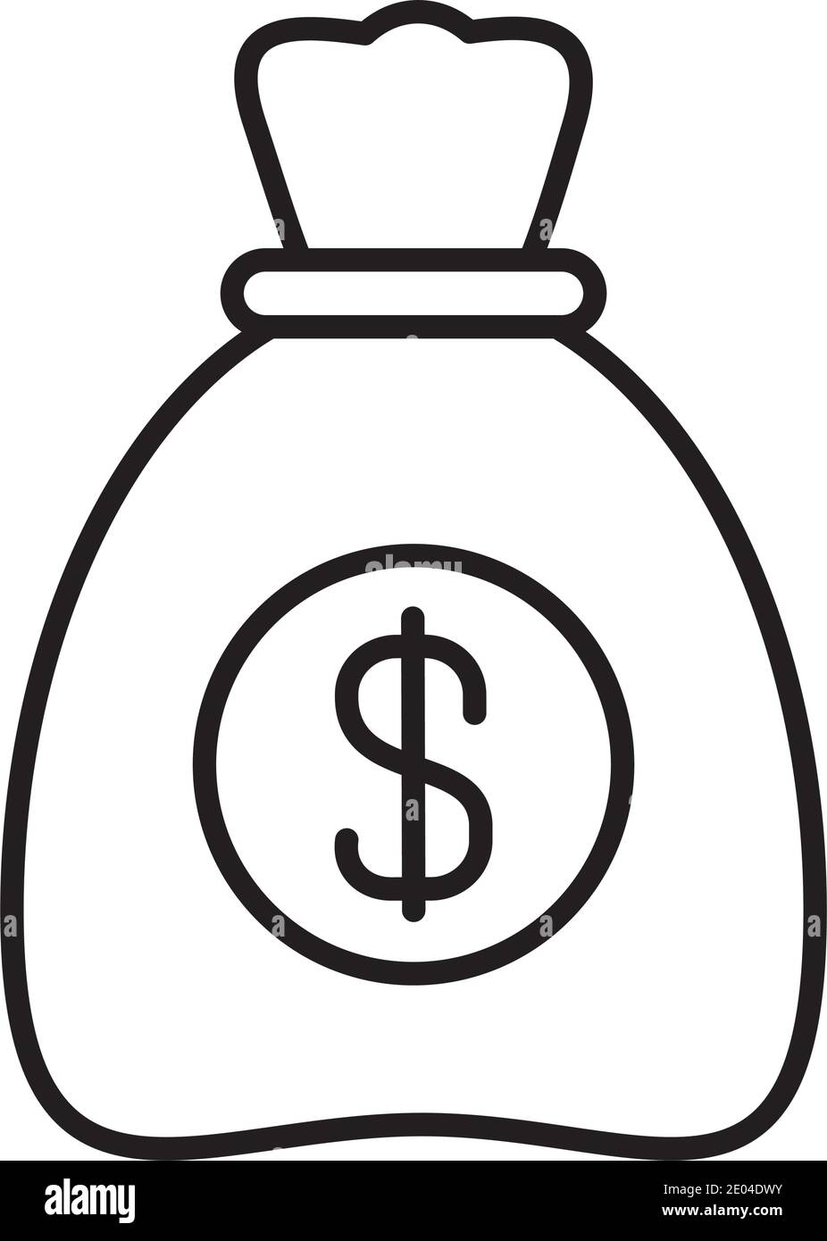 money bag icon over white background, line style, vector illustration ...