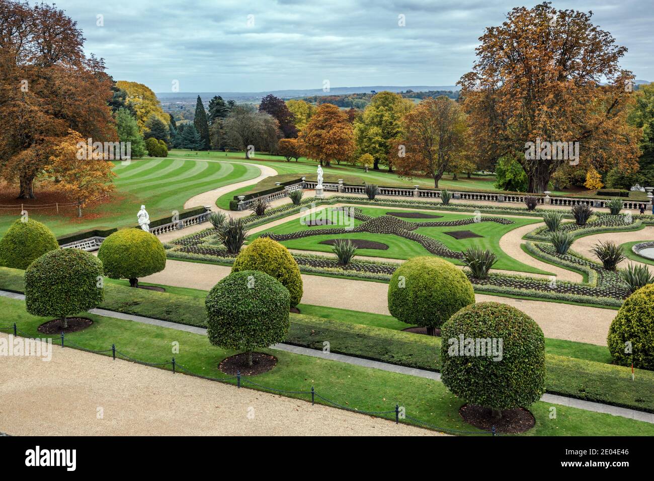 The gardens of Waddesdon Manor, a country house in the village of Waddesdon, in Buckinghamshire, England. Stock Photo