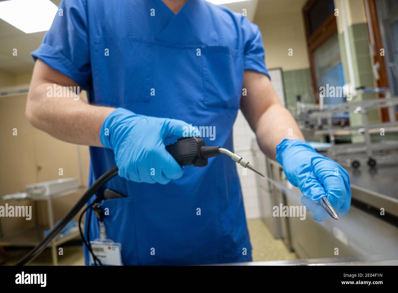 in a sterilization department of a hospital, surgical instruments are