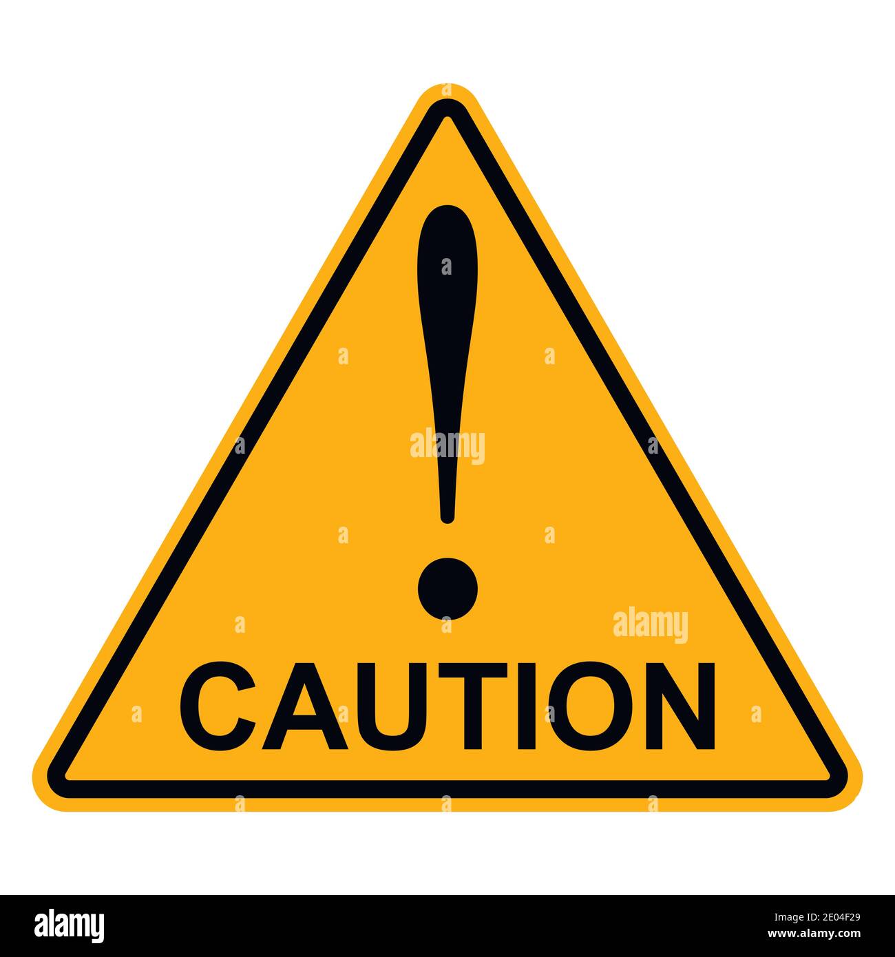 Orange yellow triangle with exclamation mark word caution, vector Hazard warning attention sign Stock Vector