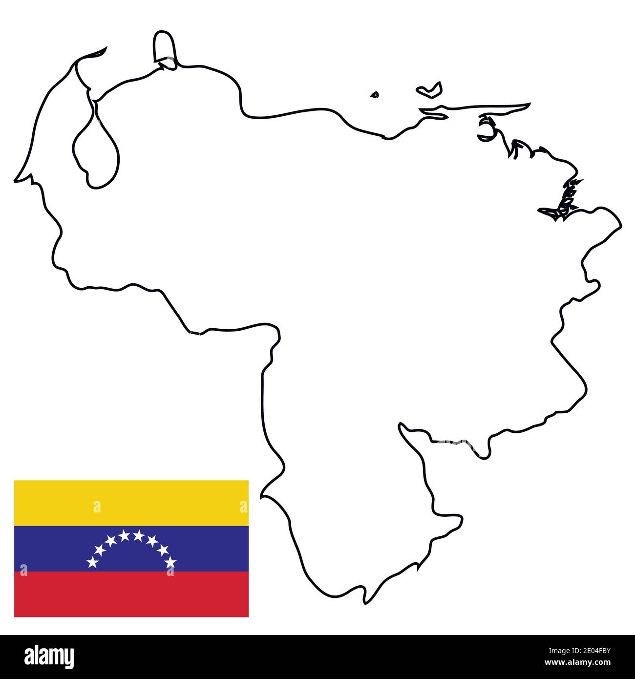 Outline country of the state of Venezuela, vector of the border outline of the state of Venezuela Stock Vector