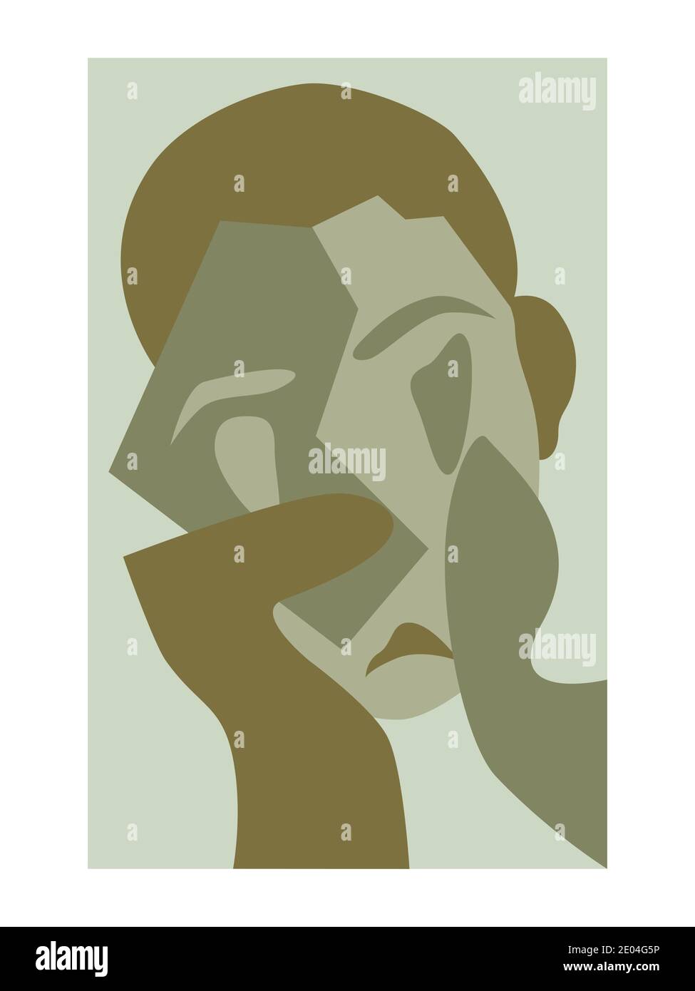 Monochrome abstract portrait. Person close-up. Cubism art style. Isolated vector illustration Stock Vector
