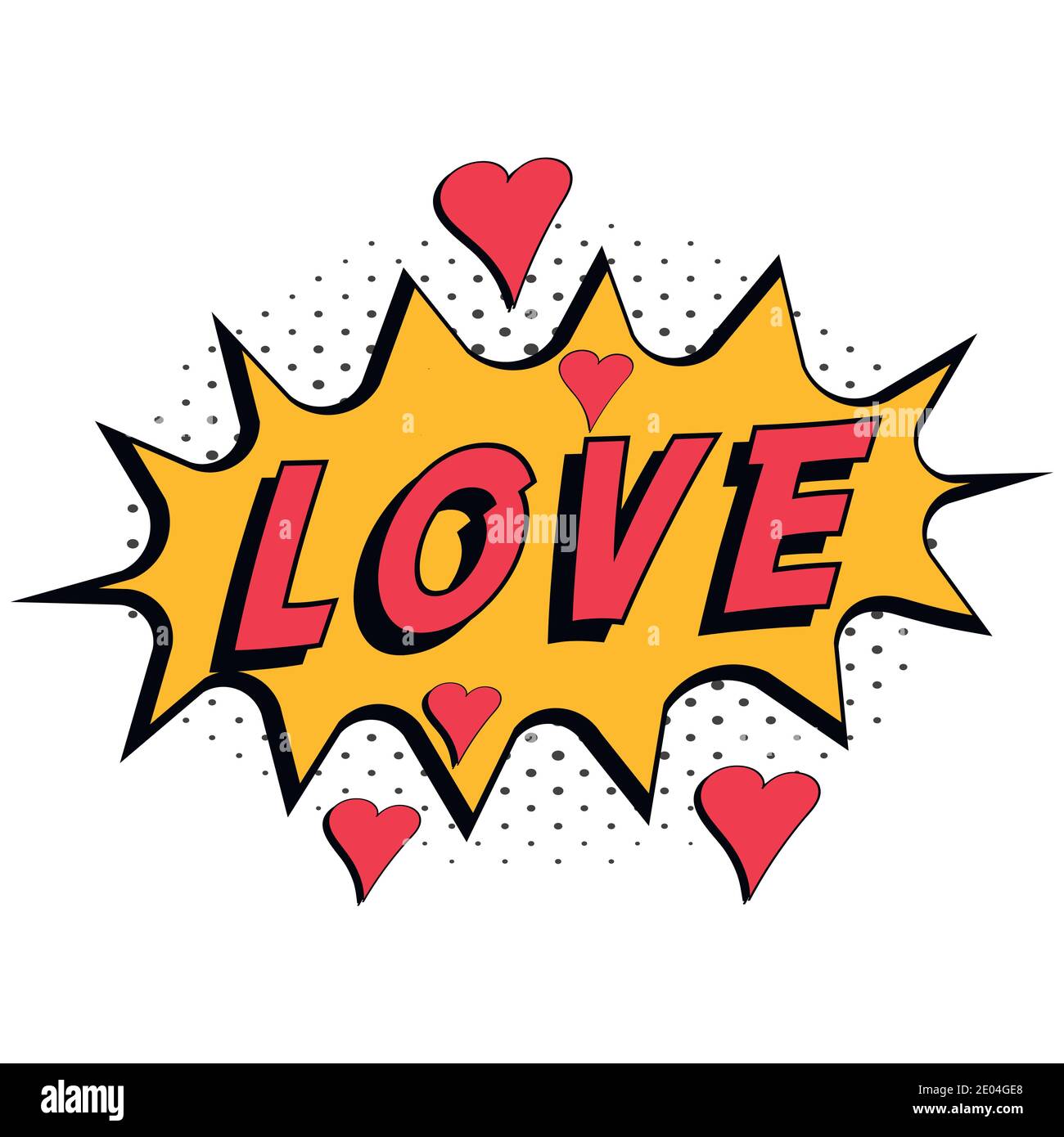 Comic book word love with hearts pop art style with halftone background,  vector Comic speech bubble with expression text love Stock Vector Image &  Art - Alamy