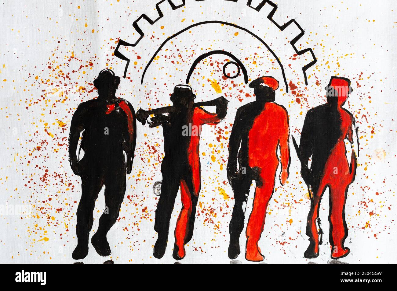 clockwork orange in a painting with acrylic in with background, orange and black Stock Photo Alamy