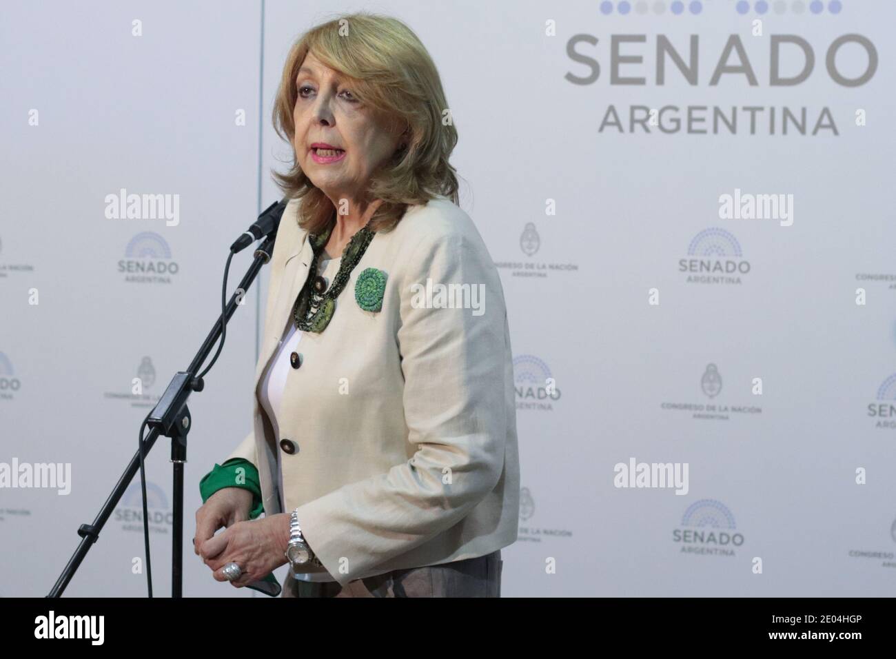 BUENOS AIRES 29.12.2020: Senator Norma Haydee Durango during the treatment of the law of voluntary inturruption of pregnancy Buenos Aires, Argentina ( Stock Photo