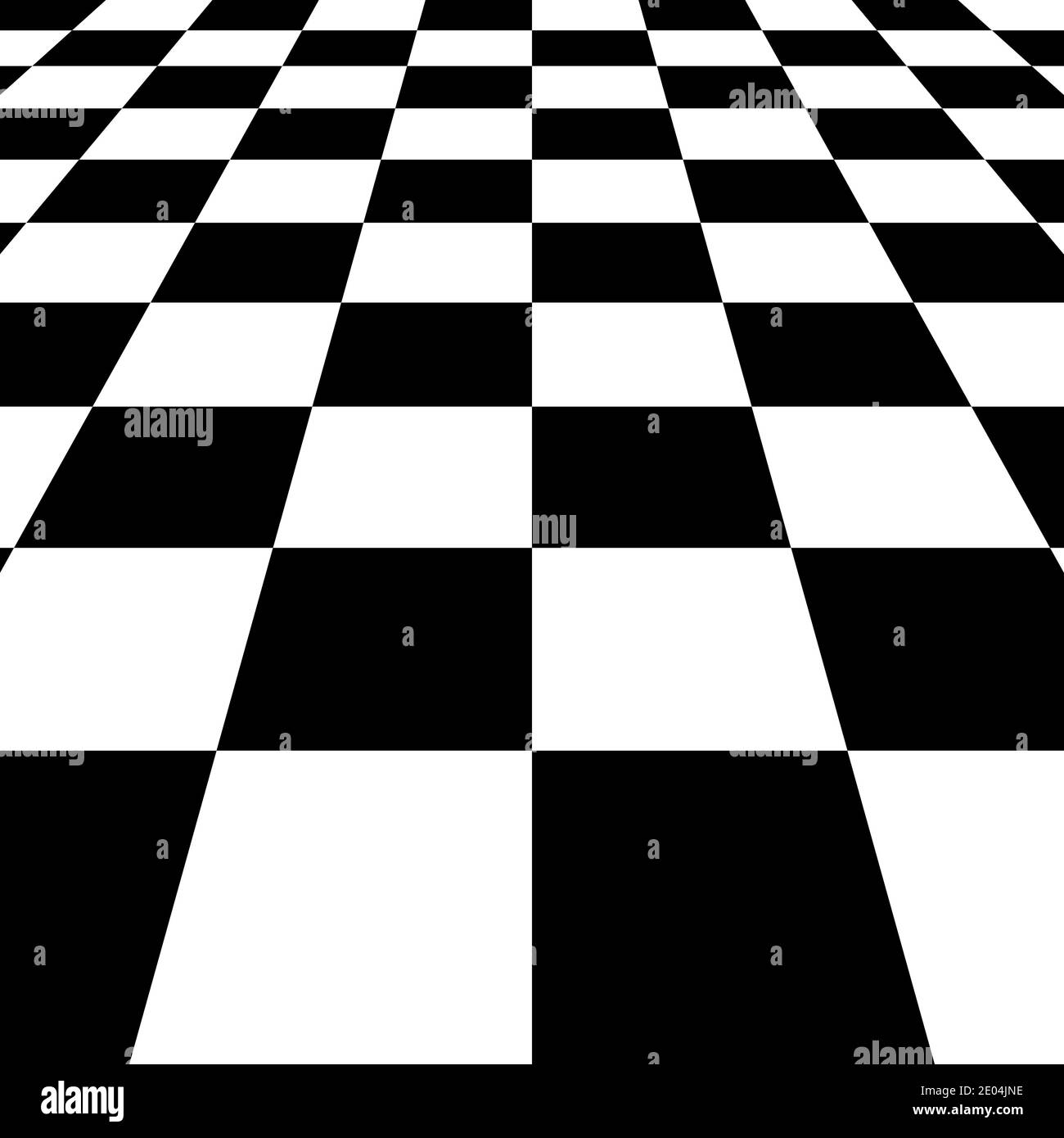 Black white squares checkered Board background, vector chessboard perspective Stock Vector
