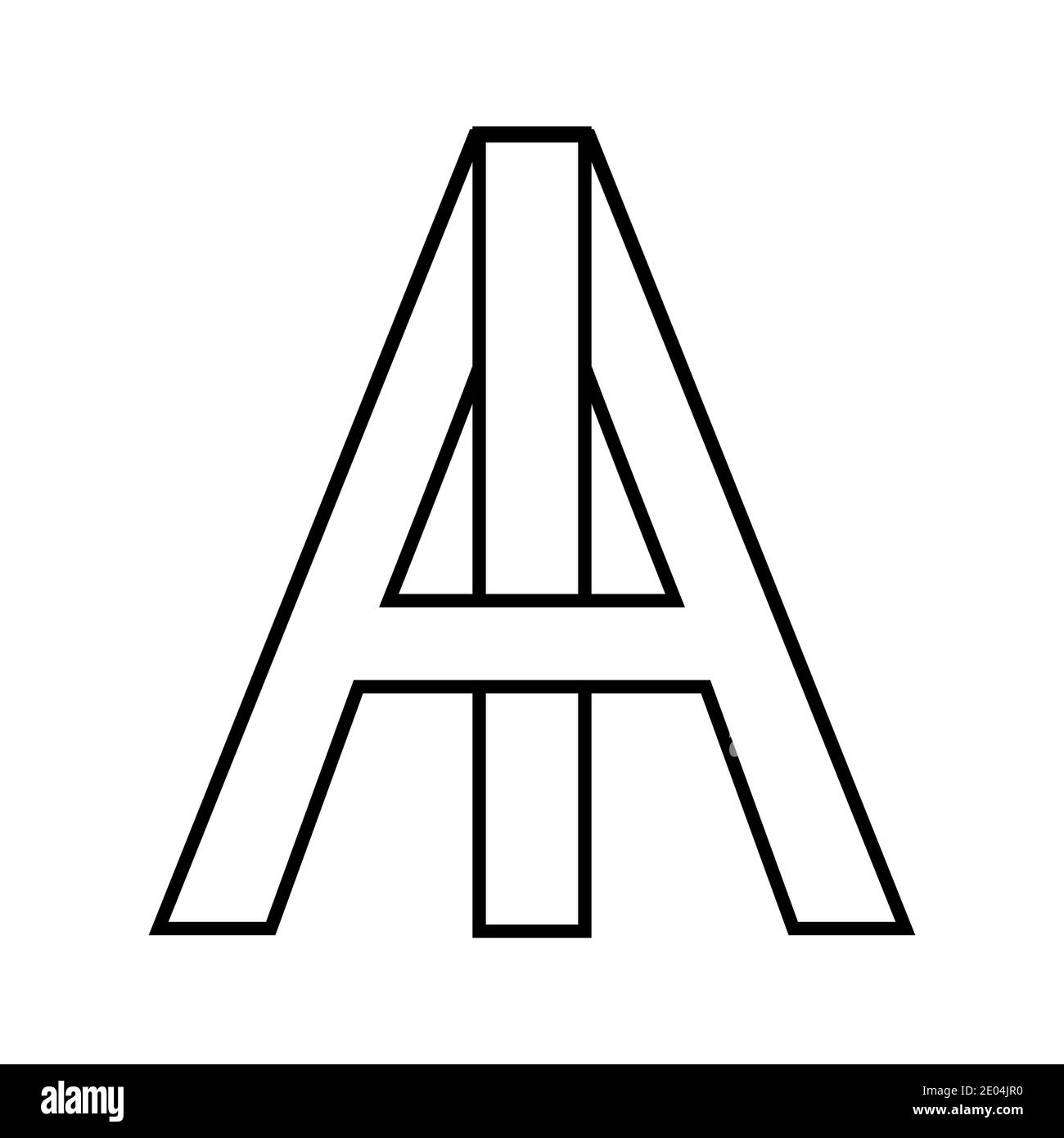 Logo ai icon sign two interlaced letters A, i vector logo ai first capital letters pattern alphabet a, i Stock Vector