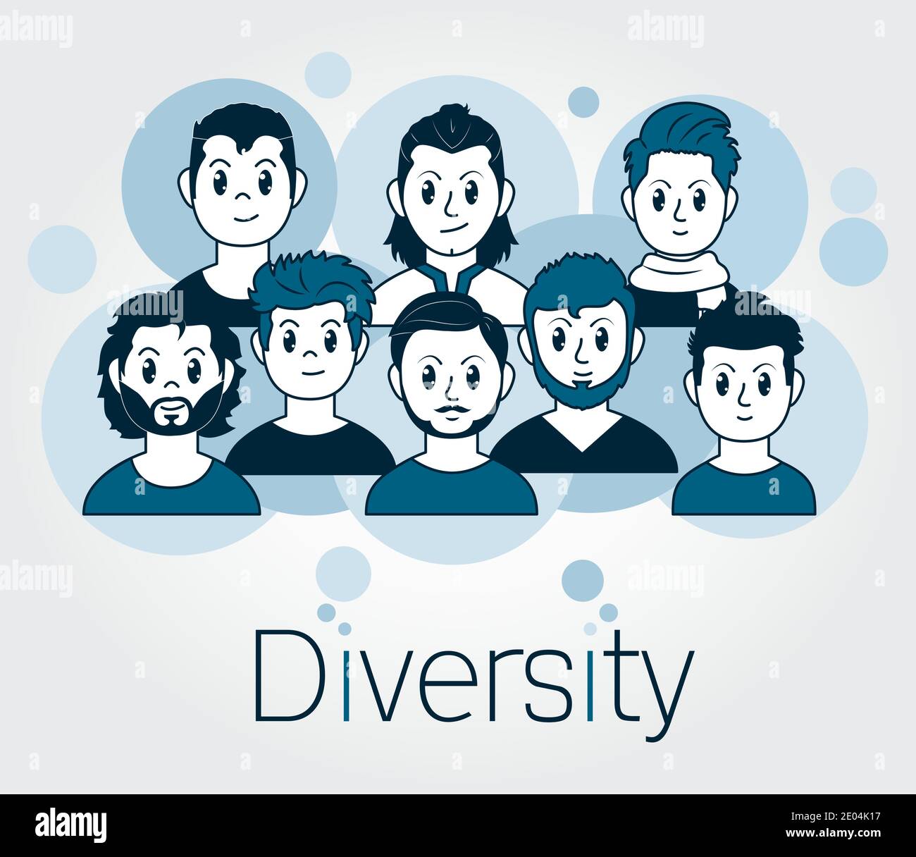 diversity people icon set over white background, line style, vector ...