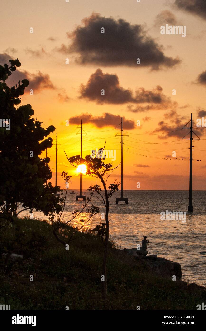Sunset Craig Key along the Overseas Highway Stock Photo Alamy