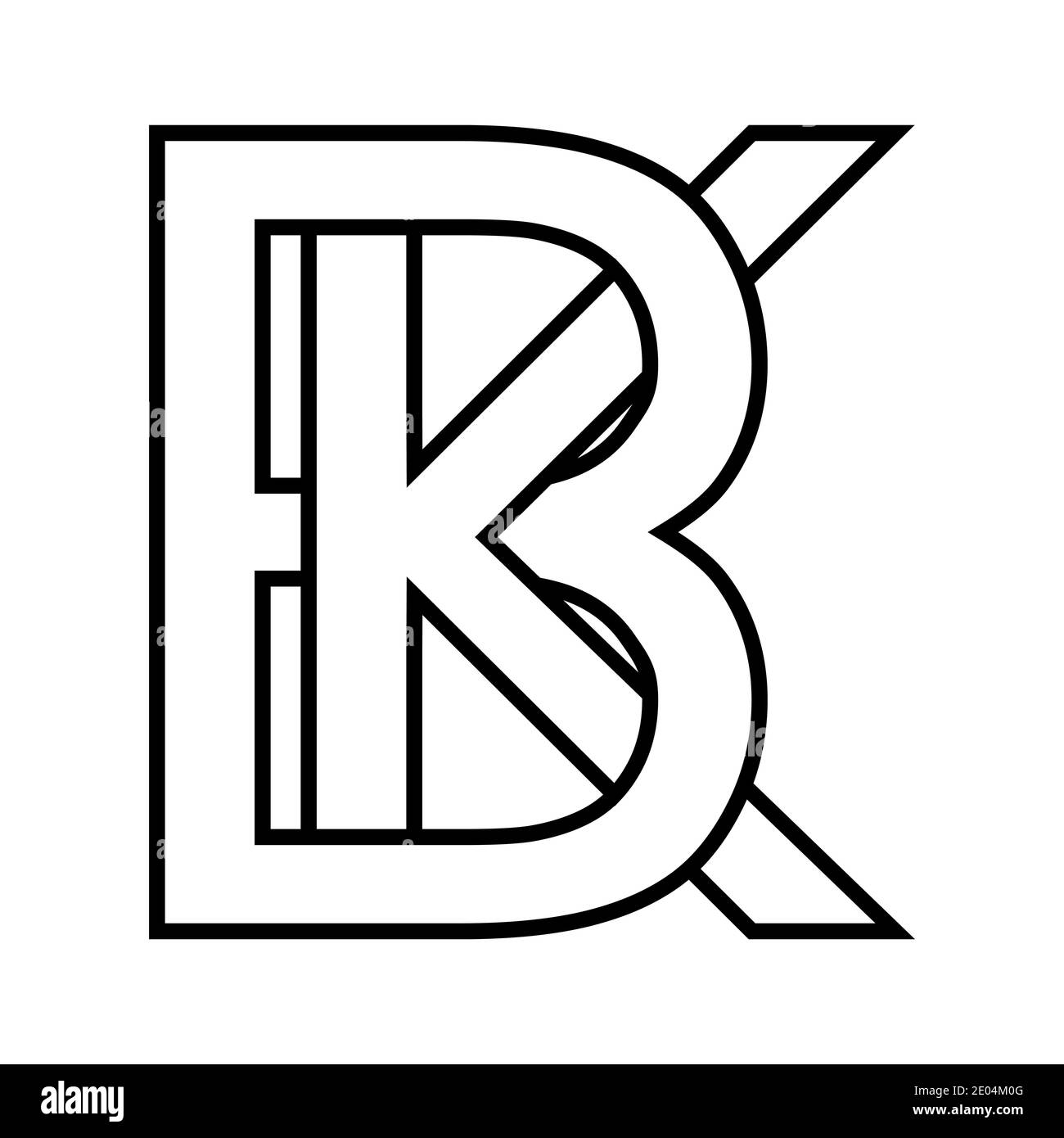 Logo sign bk, kb icon sign two interlaced letters b k vector logo bk, kb first capital letters pattern alphabet b, k Stock Vector