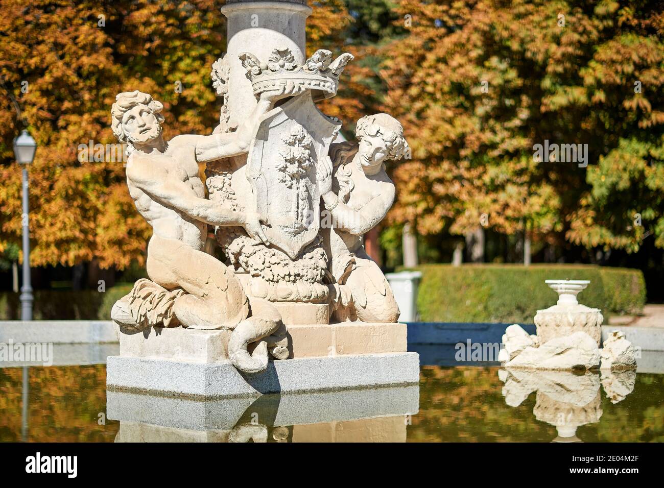 Detail of the sculpture of the artichoke fountain in El Retiro park in Madrid, Spain. Stock Photo
