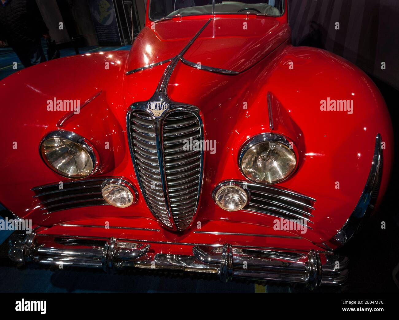 A front view of a 1949 Delahaye Type 175 Drophead Coupe at the 2019 Toronto Auto show Stock Photo
