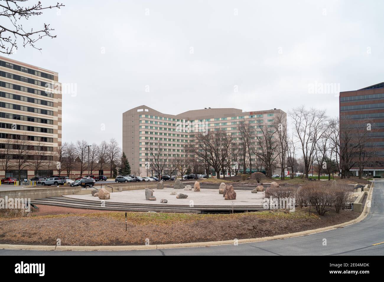 Postmodern plaza in Rosemont Stock Photo