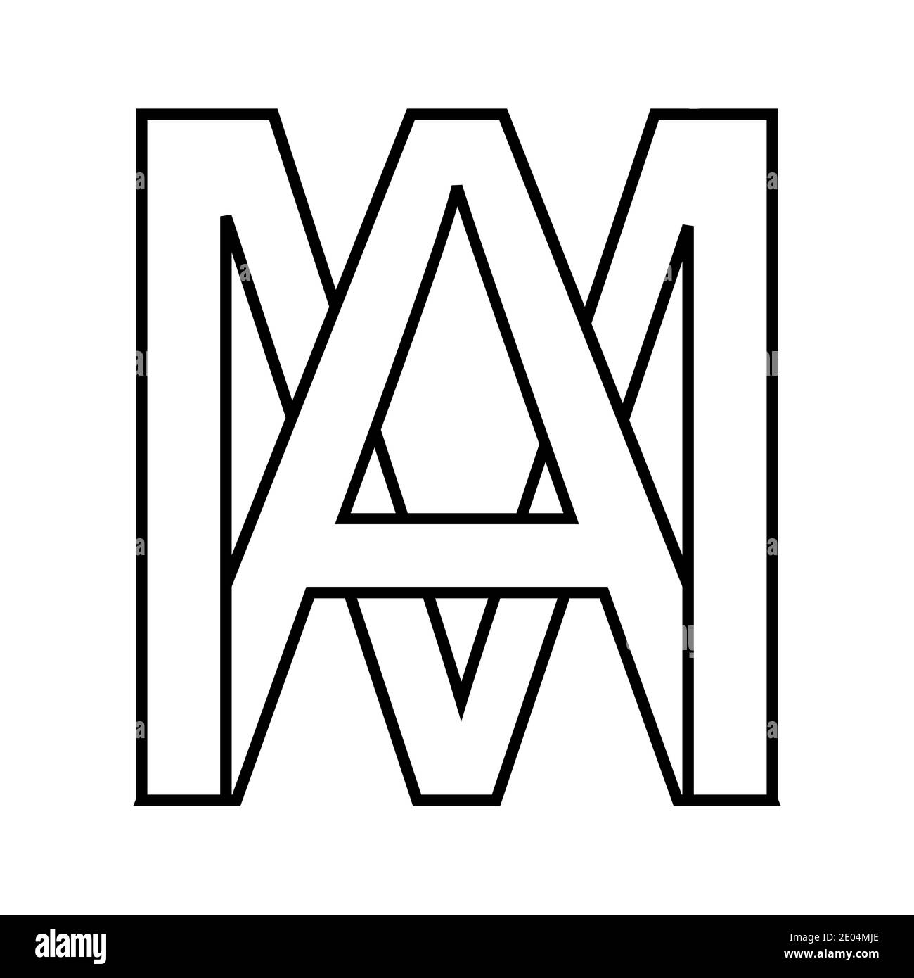 Logo sign am, ma icon sign interlaced letters A, M vector logo am, ma