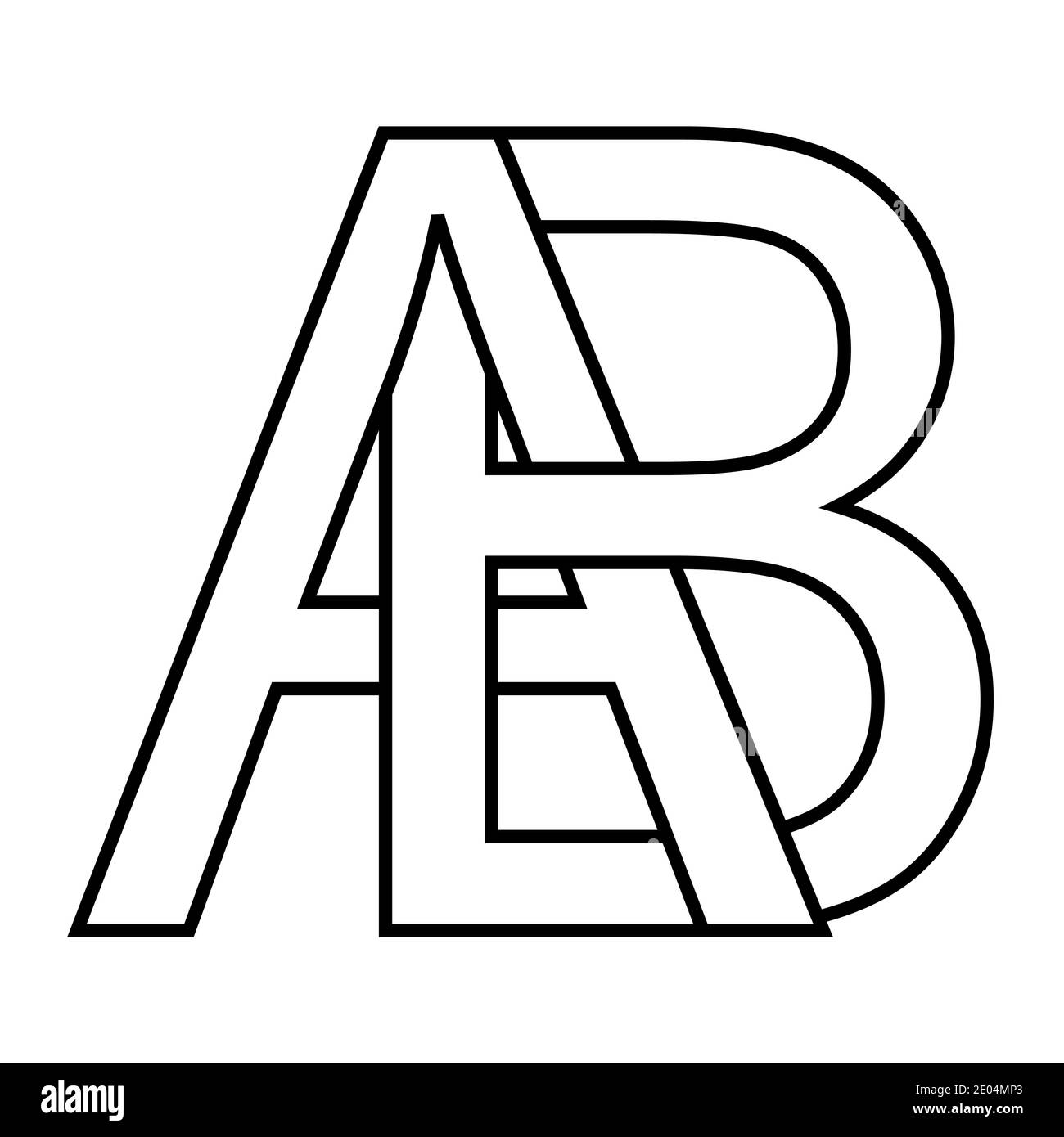 Logo ab icon sign two interlaced letters A B vector logo first capital letters pattern alphabet ab Stock Vector