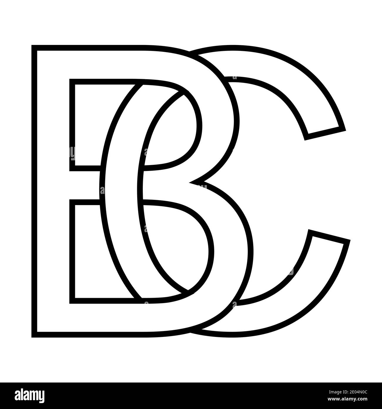 Logo sign bc, cb icon sign two interlaced letters B and C vector logo bc, cb first capital letters pattern alphabet b, c Stock Vector