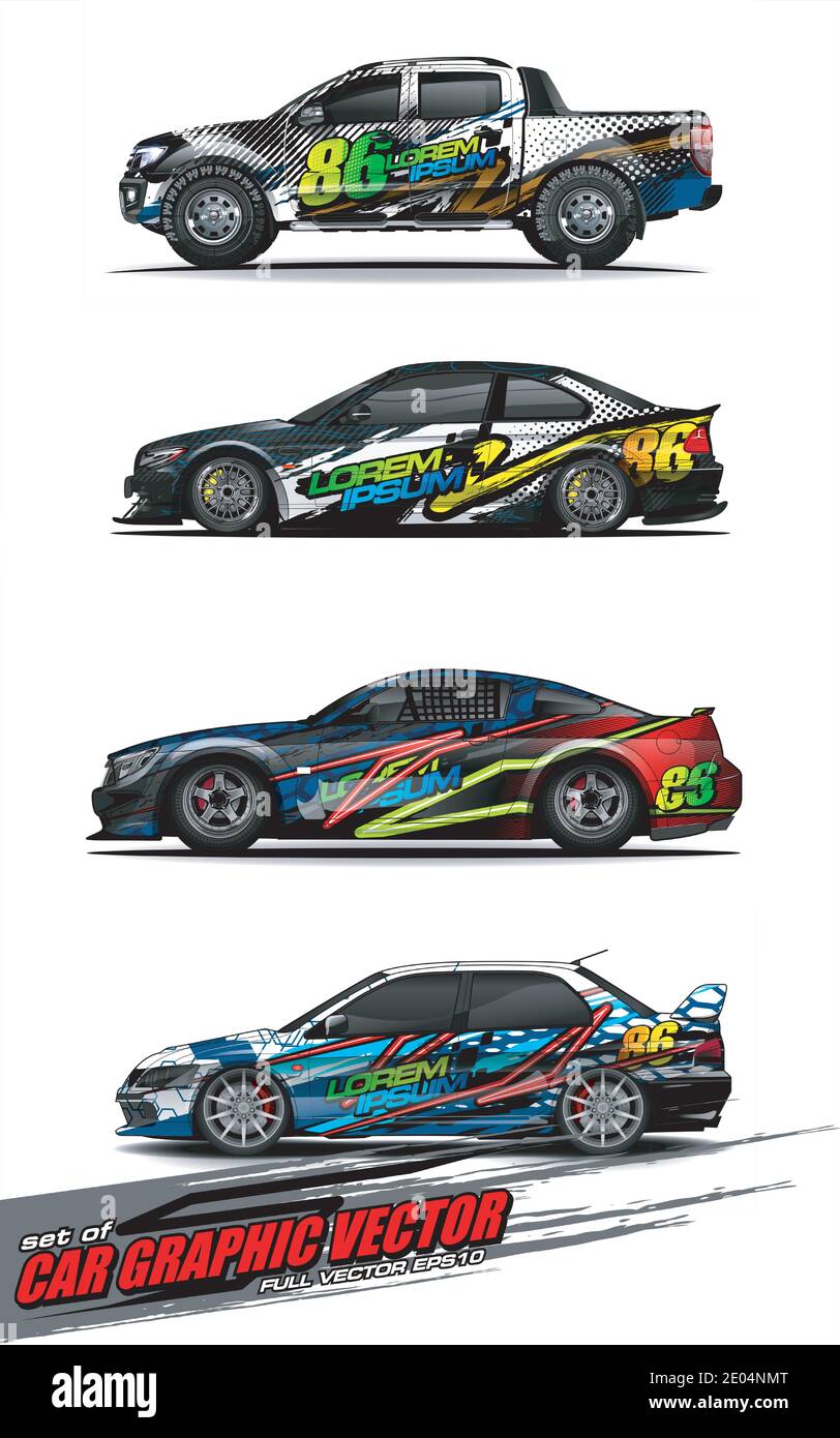 set of vehicle graphic kit vector. Modern abstract background for car ...