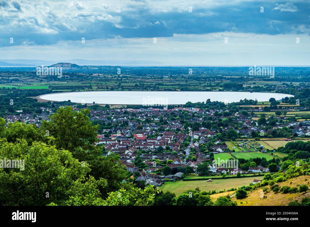 High shot of countryside and hills surrounding Cheddar village and