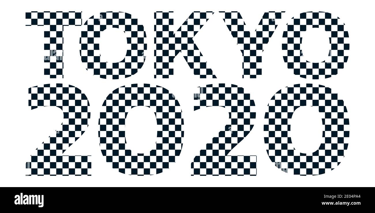 Tokyo 2020 checkered pattern vector logo icon text Tokyo 2020 symbol sports competition games Stock Vector