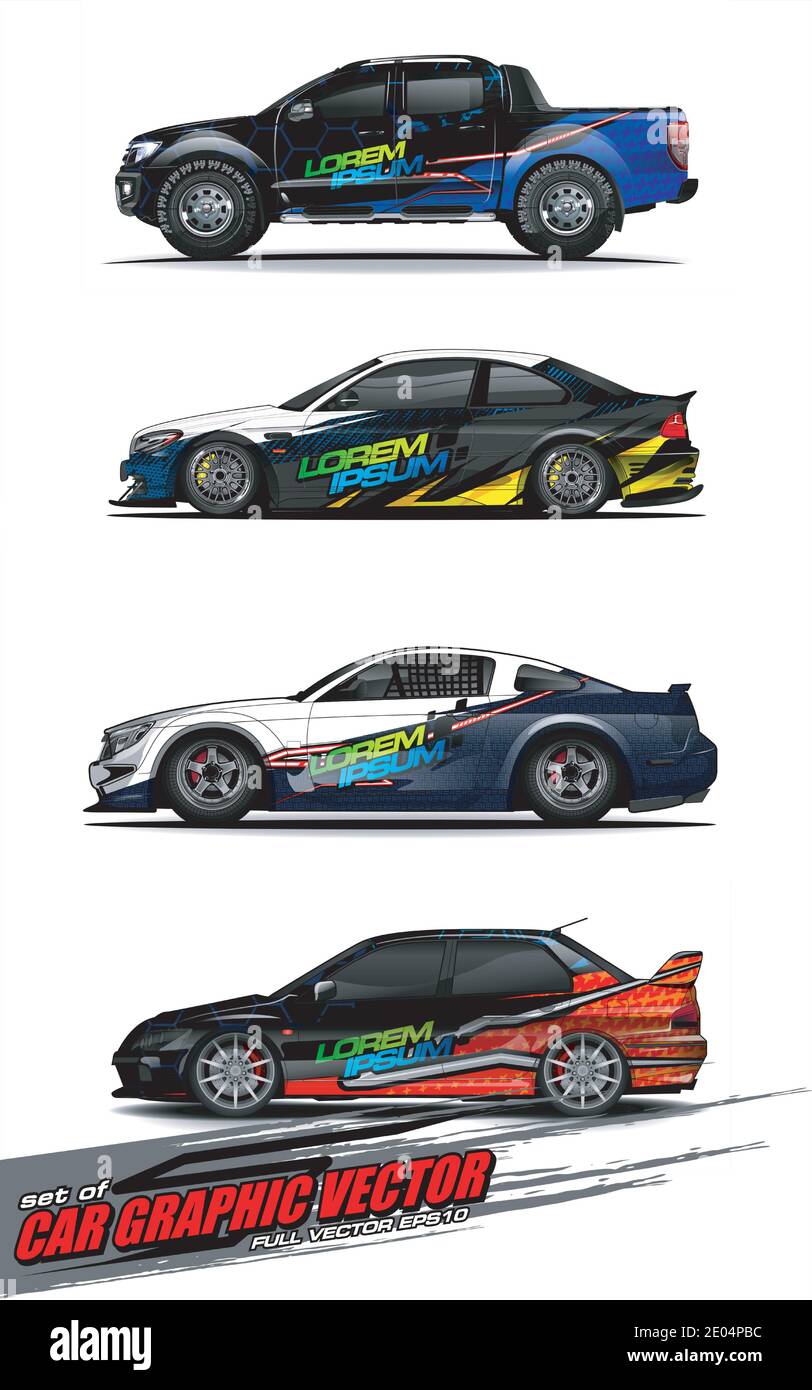 set of vehicle graphic kit vector. Modern abstract background for car ...