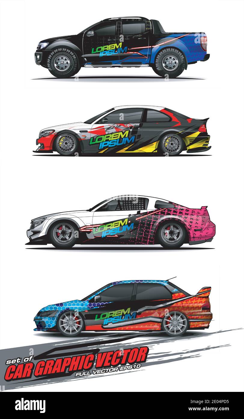 set of vehicle graphic kit vector. Modern abstract background for car