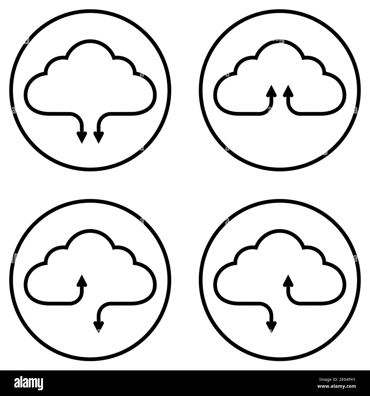 Set icons service cloud data storage, vector simple icons download and upload data Stock Vector