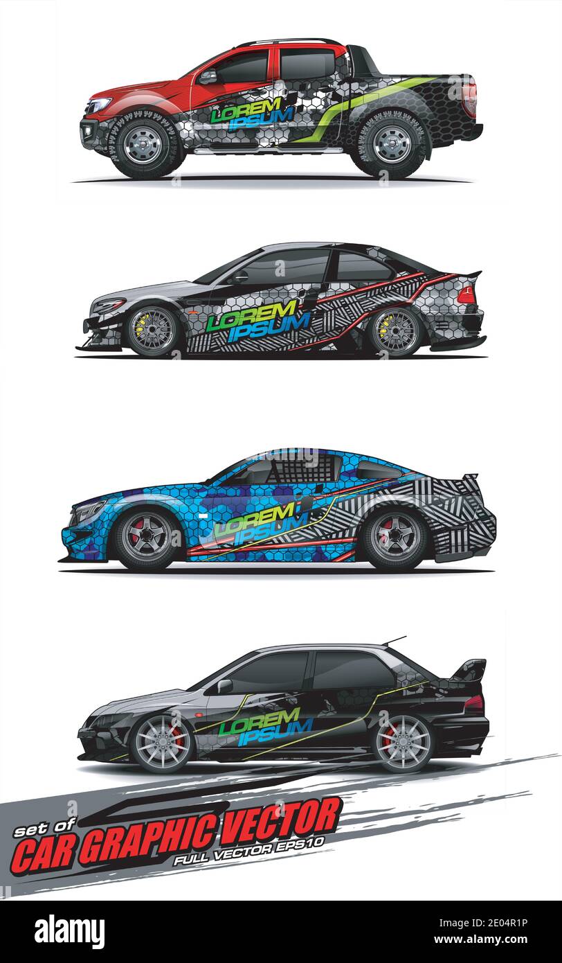 set of vehicle graphic kit vector. Modern abstract background for car ...