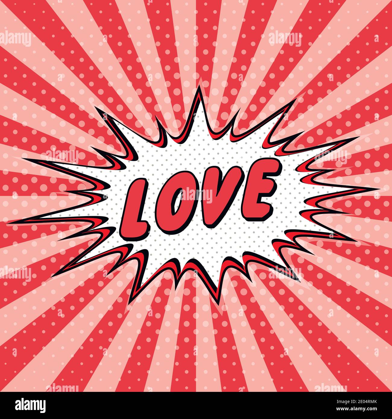 Declaration of love pop art comic speech bubble halftone. Love cartoon explosion Loving you Vector Stock Vector