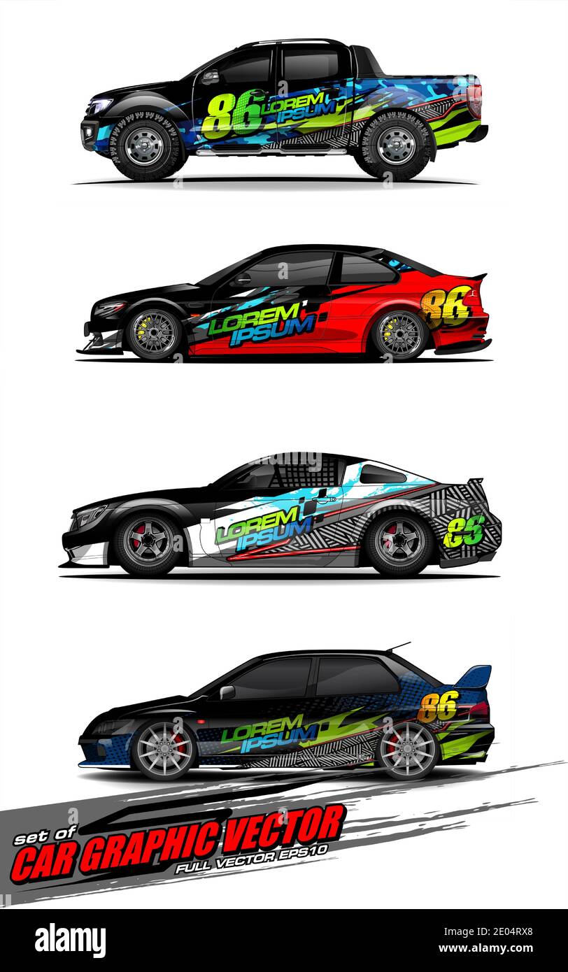 set of vehicle graphic kit vector. Modern abstract background for car ...