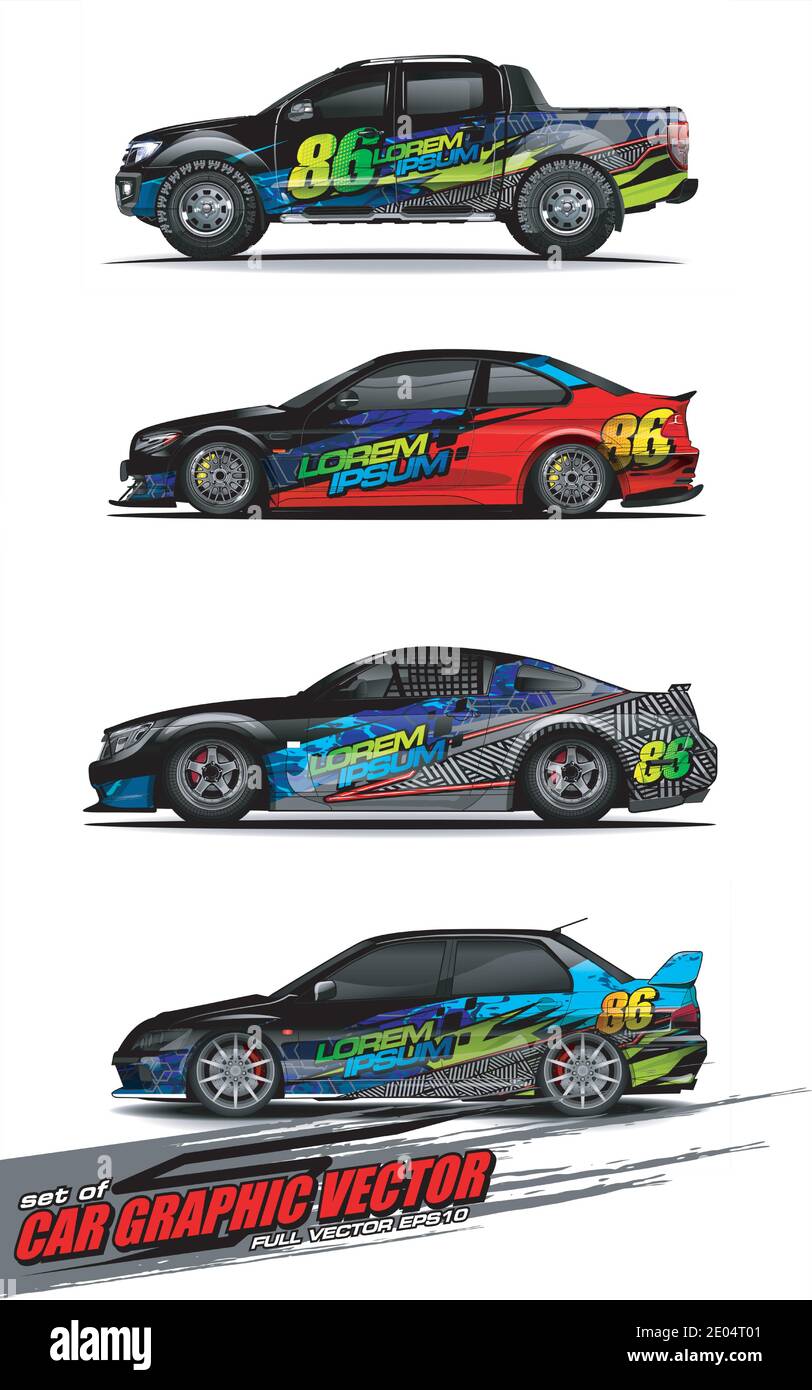 set of vehicle graphic kit vector. Modern abstract background for car ...