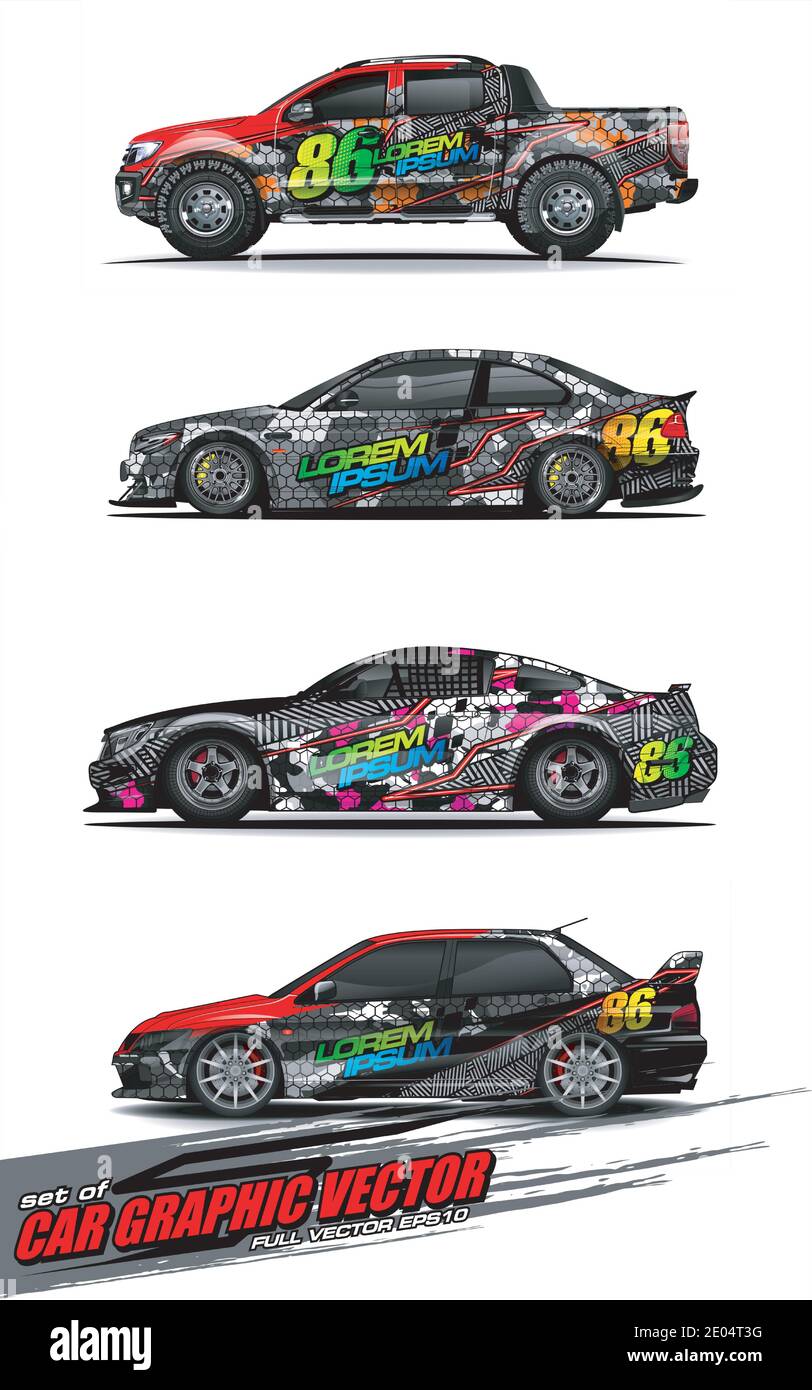 set of vehicle graphic kit vector. Modern abstract background for car ...