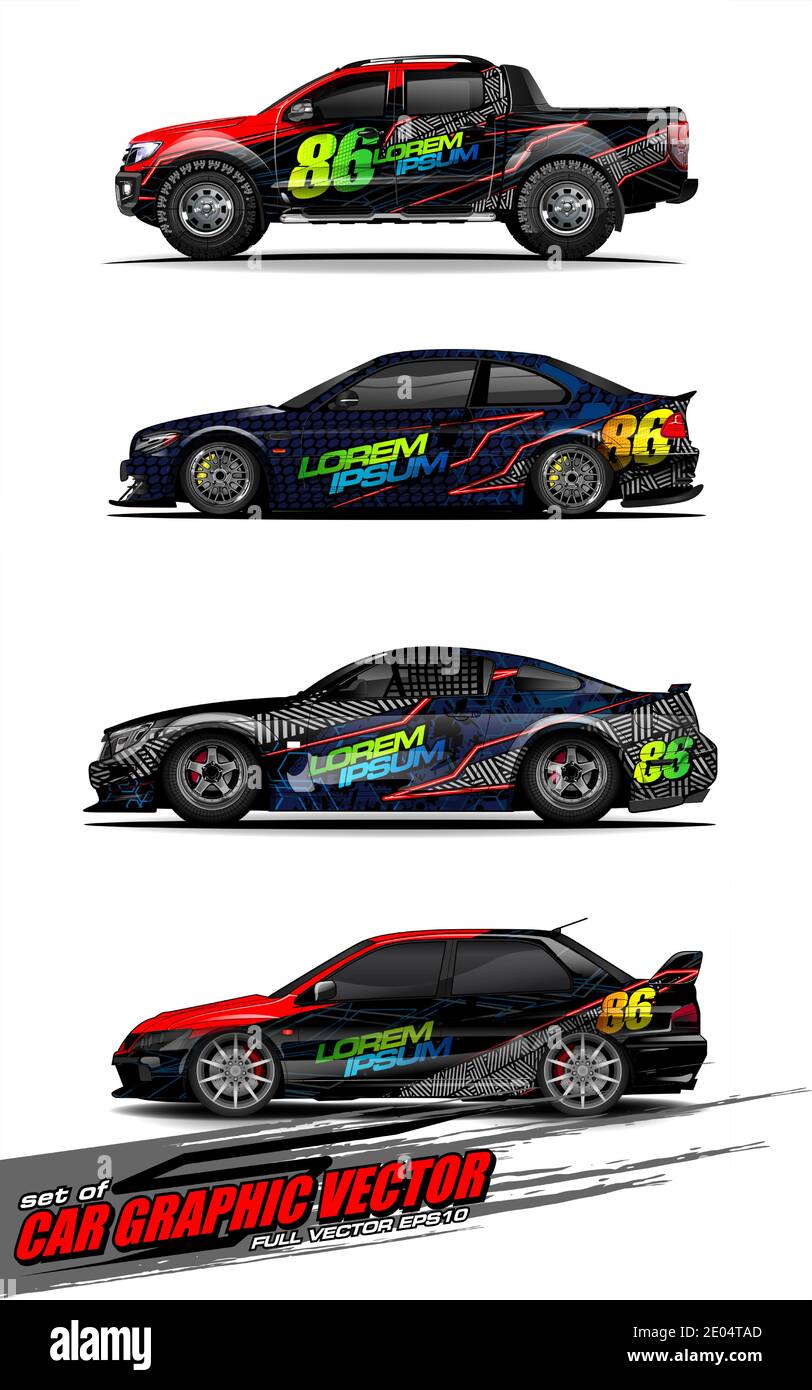 set of vehicle graphic kit vector. Modern abstract background for car ...