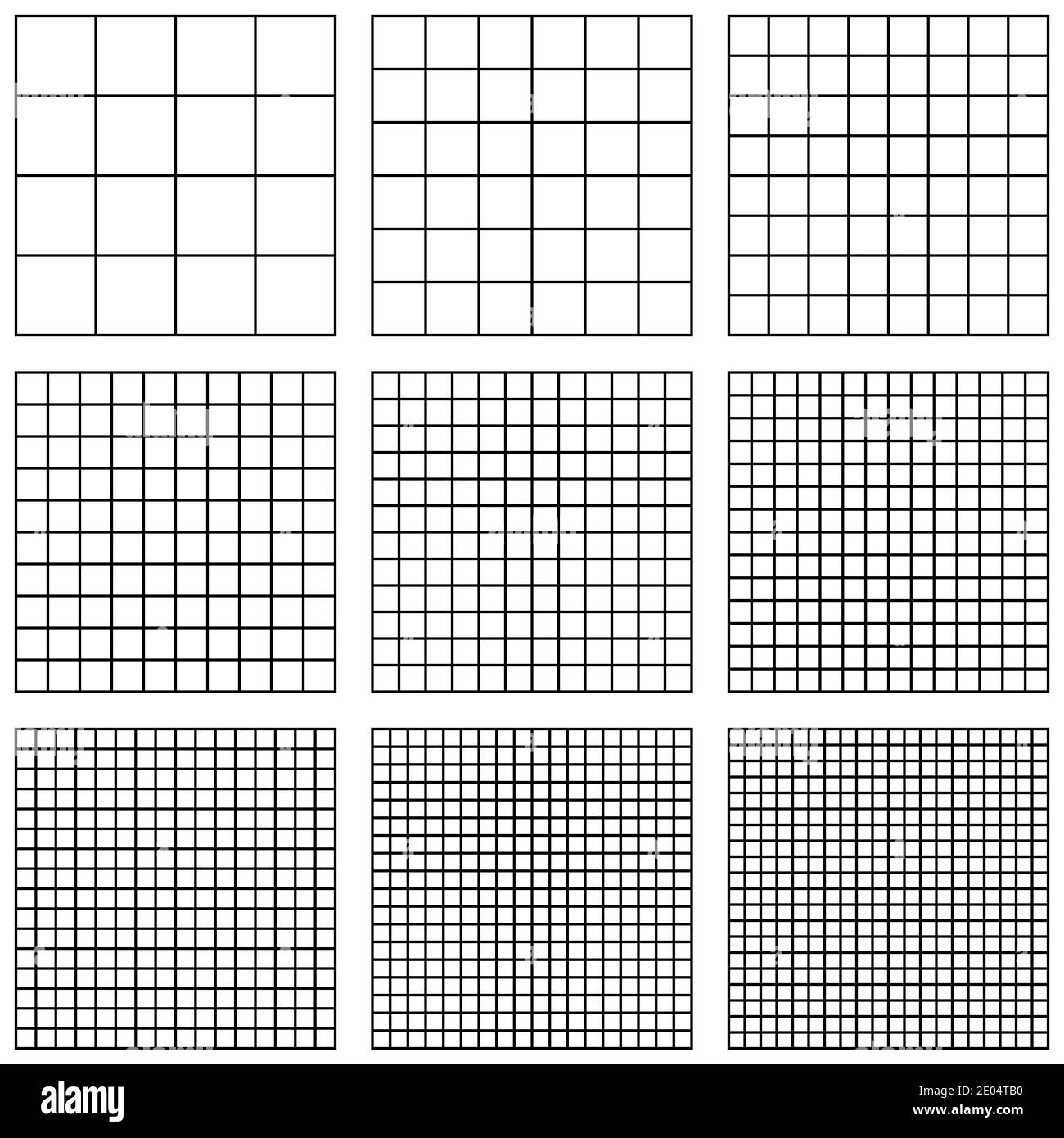 set square grid, with different point size, vector pattern grid Pixel Per Inch, PPI pixel density electronic device image Stock Vector