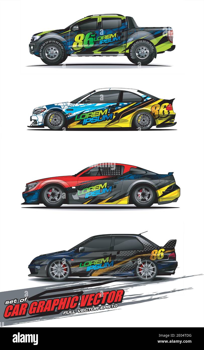 set of vehicle graphic kit vector. Modern abstract background for car ...