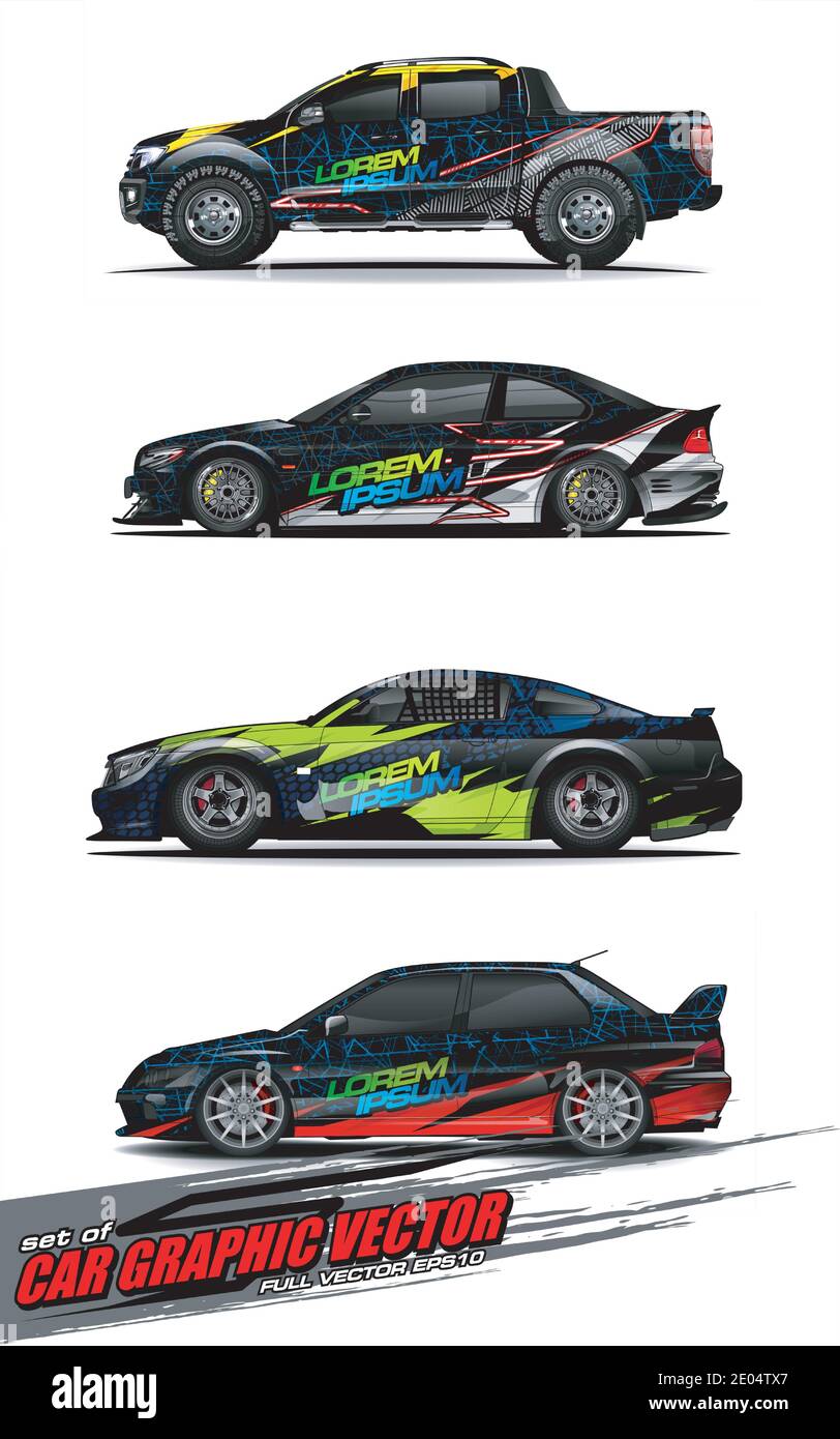 set of vehicle graphic kit vector. Modern abstract background for car ...