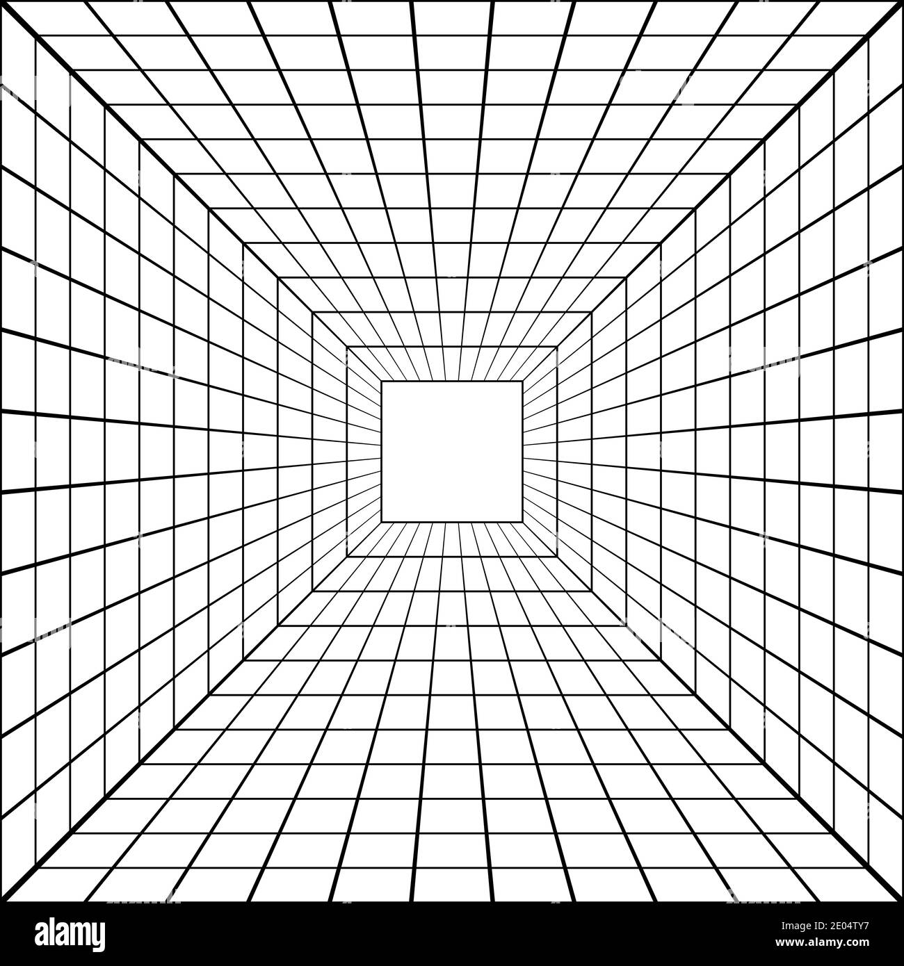 3D perspective mesh tunnel vector perspective square mesh Stock Vector
