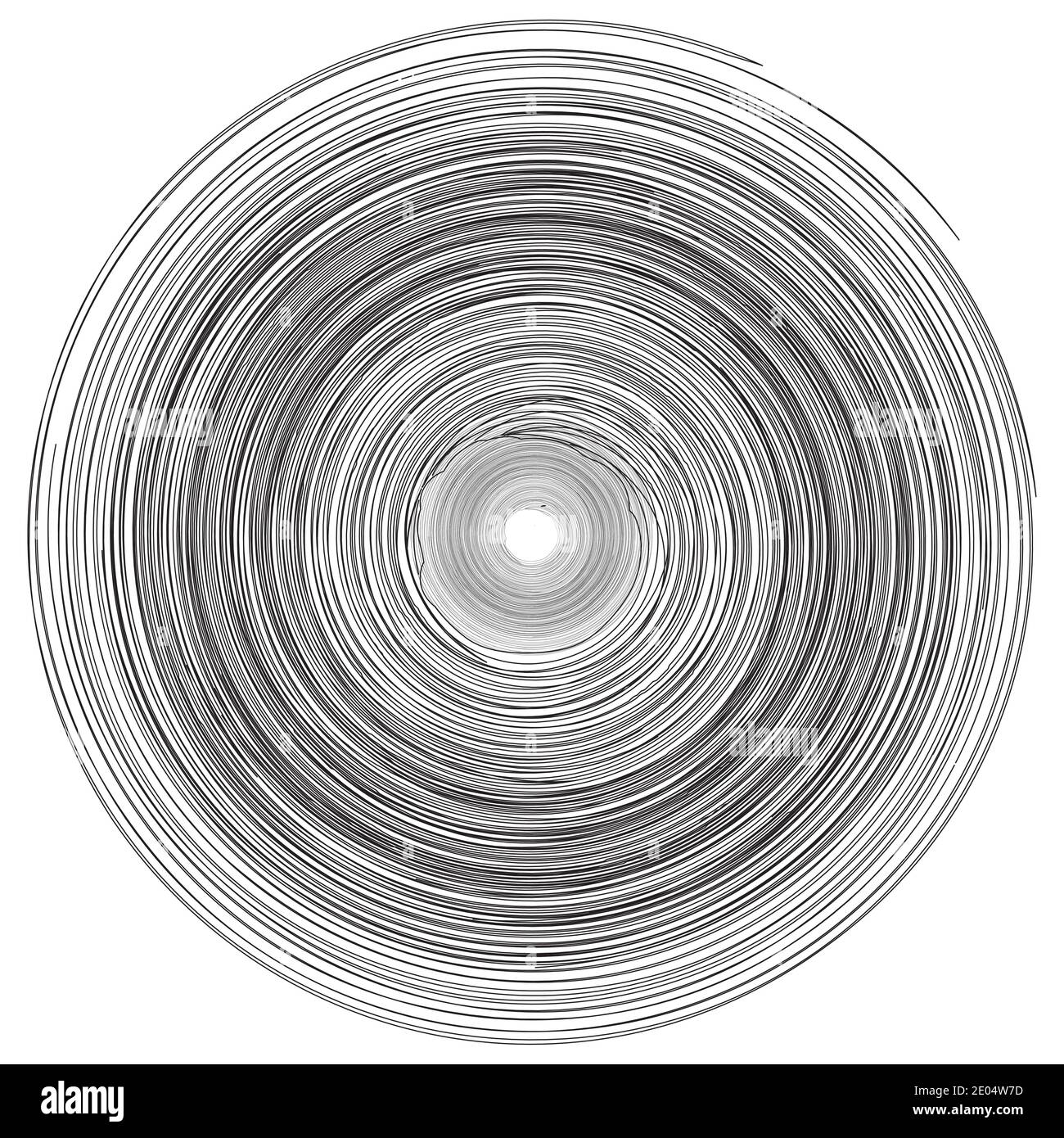Concentric rings circles pattern abstract monochrome element, vortex whirlpool vector Stock Vector