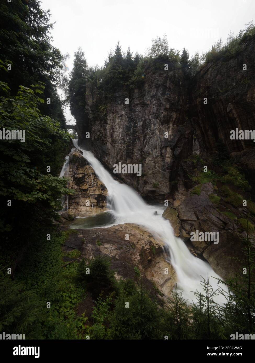 Panoramic view of Gasteiner Ache waterfall in tourist spa town Bad ...