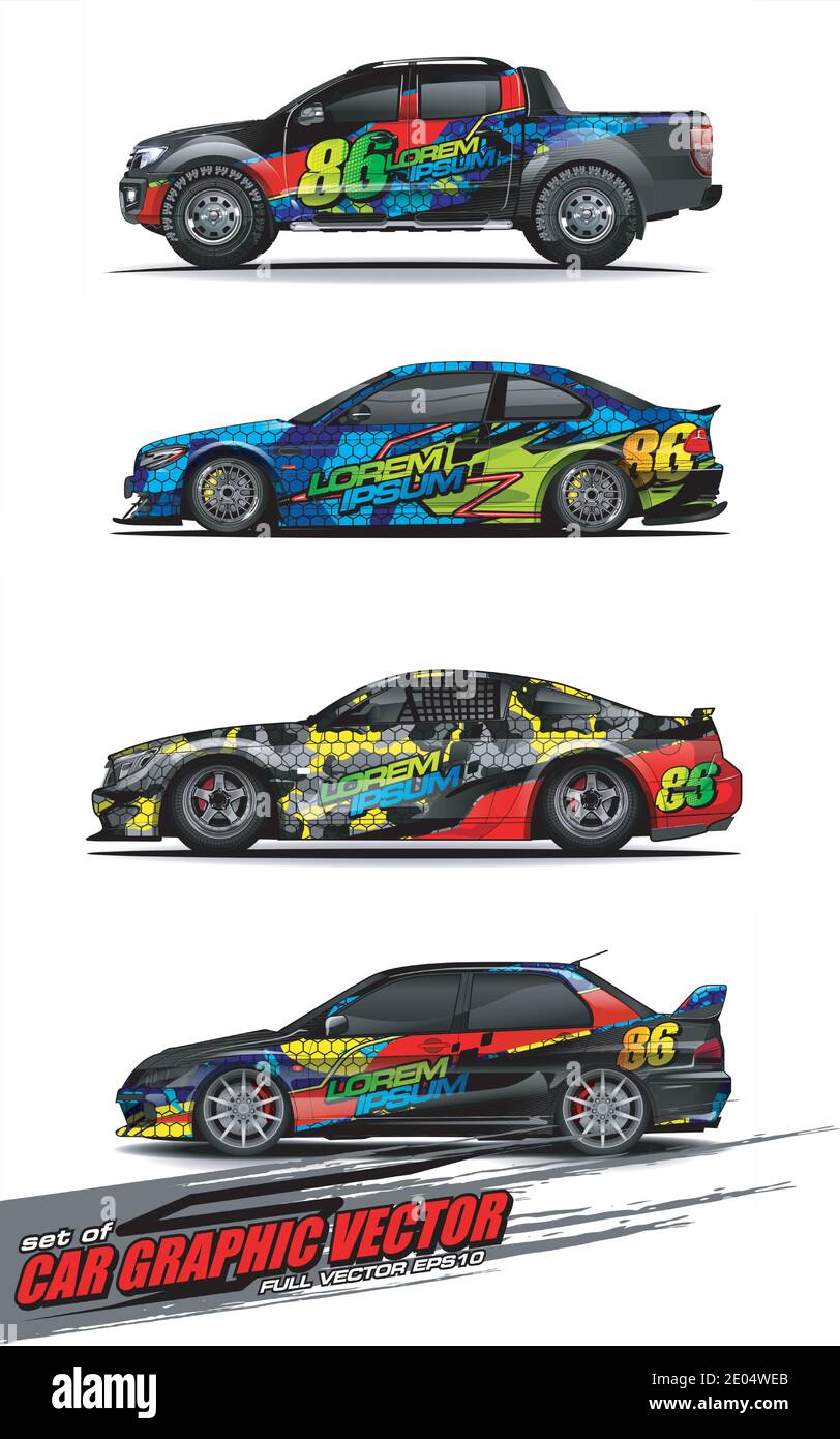 set of vehicle graphic kit vector. Modern abstract background for car ...