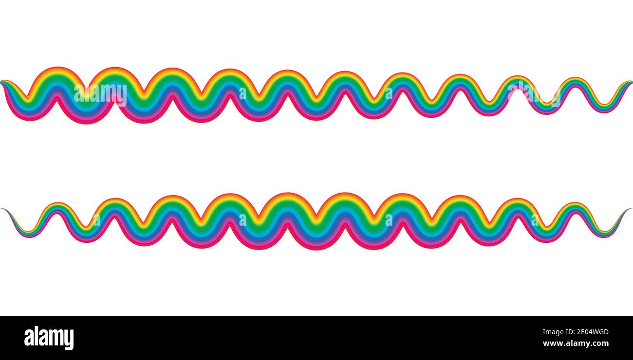 rainbow zigzag snake wave, wavy spring symbol, vector rainbow sign ...