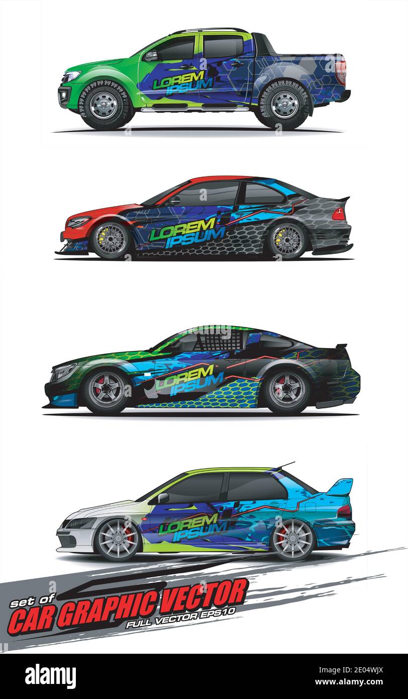 set of vehicle graphic kit vector. Modern abstract background for car ...