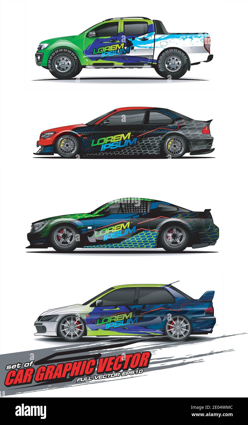 set of vehicle graphic kit vector. Modern abstract background for car ...