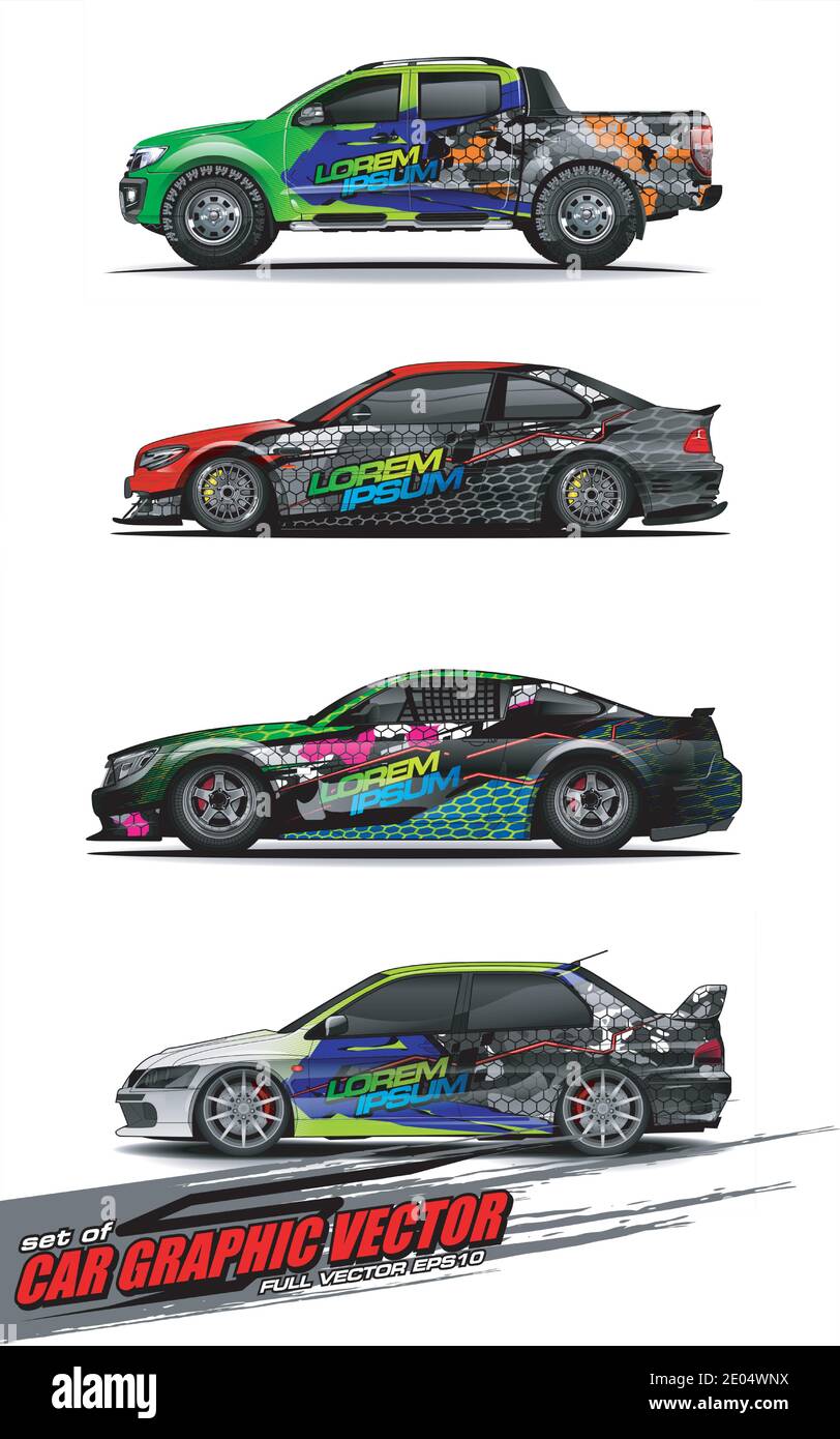 set of vehicle graphic kit vector. Modern abstract background for car ...