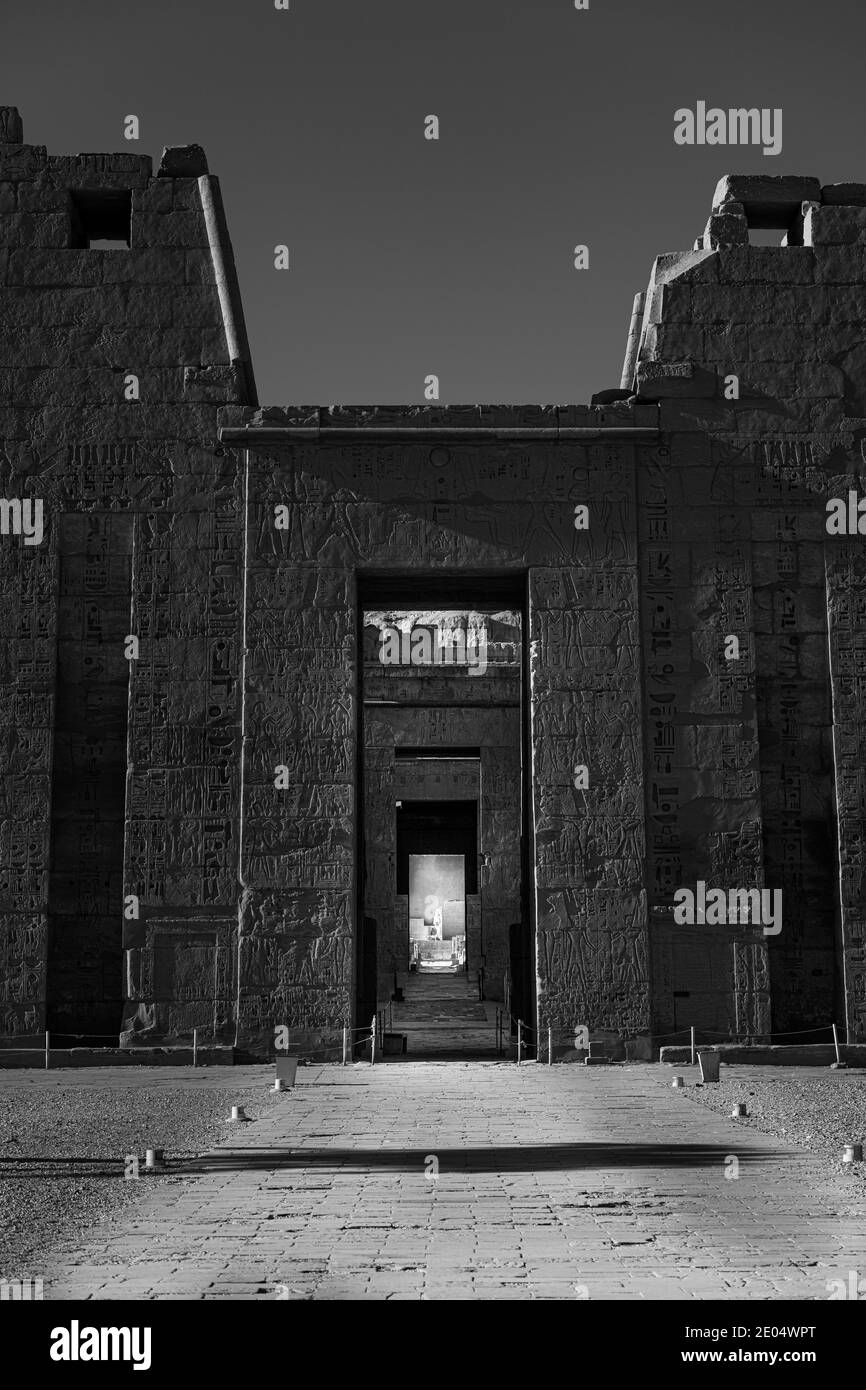 Medinet Habu. Mortuary Temple Of Ramses The 3rd In Luxor Egypt Stock 