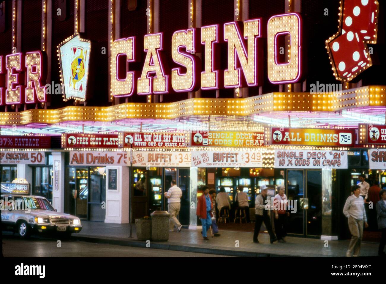 Street scene Fremont Street in Downtown Las Vegas circa 1970s. Stock Photo