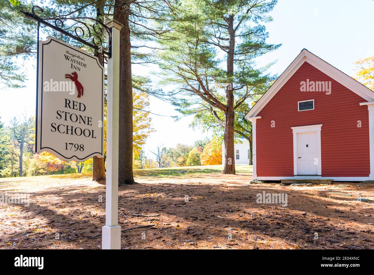 The Redstone Schoolhouse in Sudbury, Massachusetts. Stock Photo