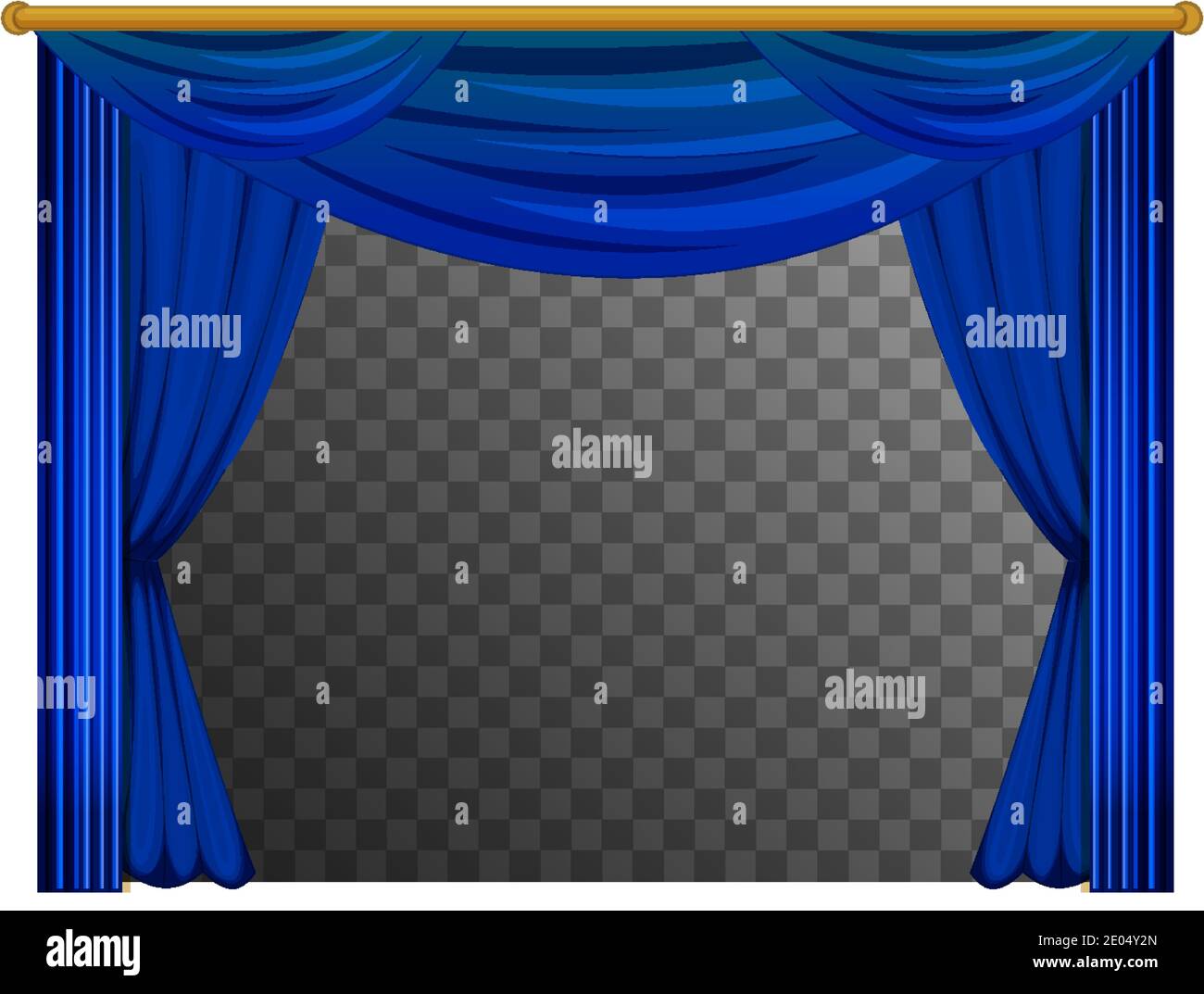 Blue curtains with transparent background illustration Stock Vector