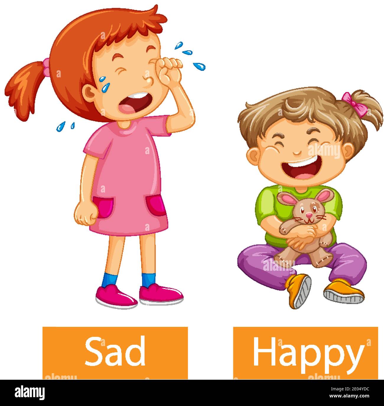 Opposite adjectives words with happy and sad illustration Stock Vector  Image & Art - Alamy