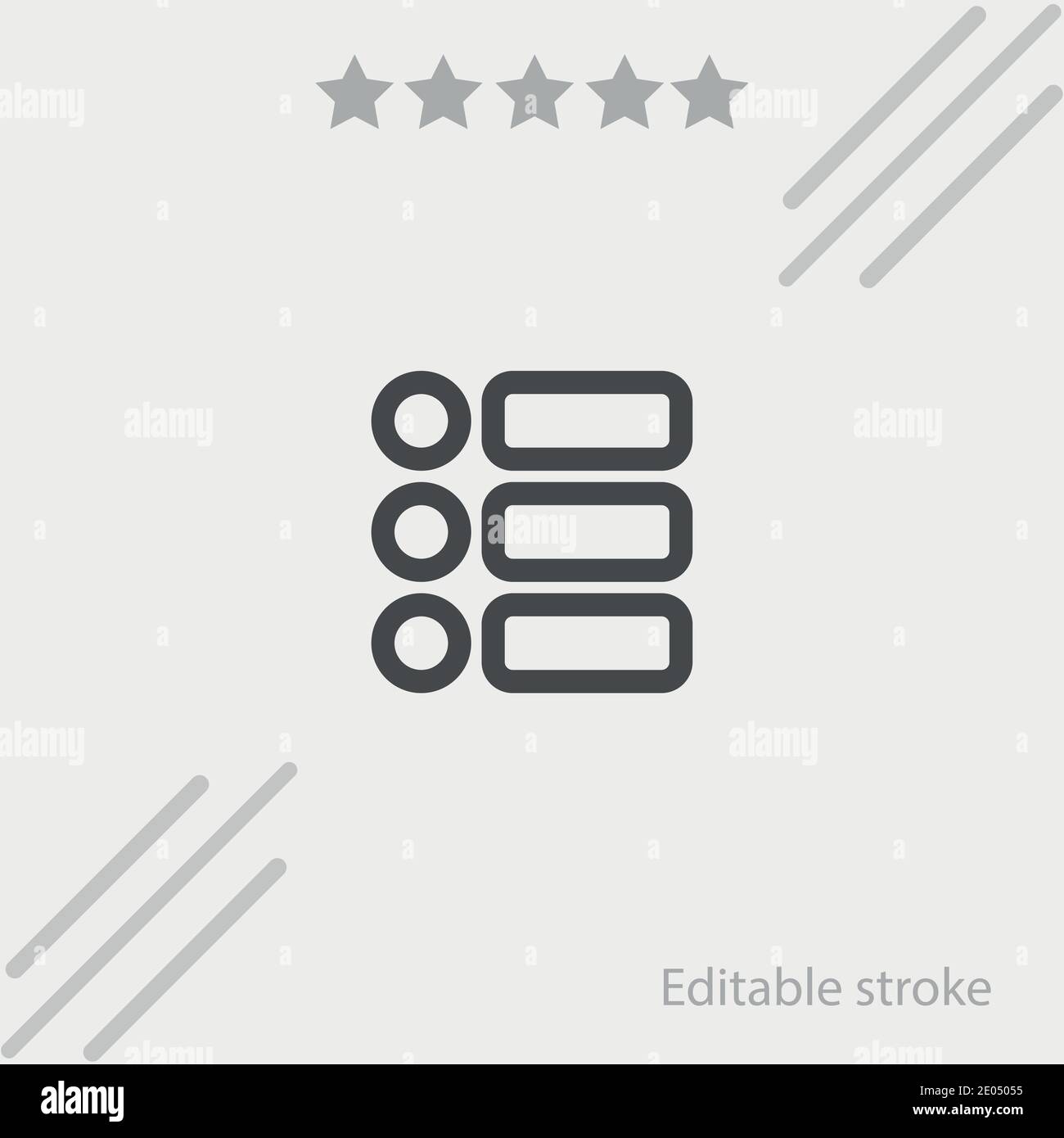 list outlined interface button of three items vector icon modern simple vector illustration Stock Vector